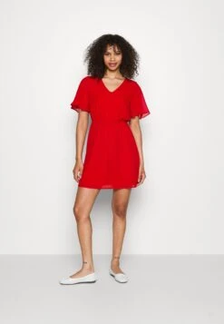 Anna Field V-Neck Sleeve Dress- Jurk -Dark Red -Anna Field 05689bd42fac47e48fb1df1d3913ed34