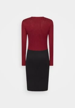 Anna Field Crew Ausschnitt Ripp Top Bodycon Mini Strickkleid - Etui-Jurk - Dark Red/Black -Anna Field 244f78a7f81046dfb638041cdb359676
