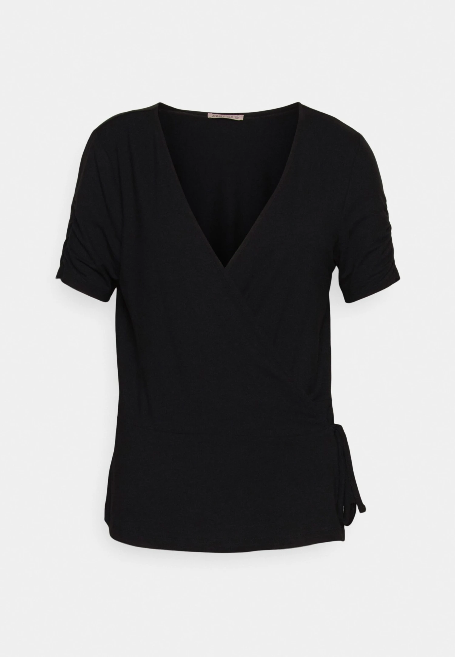 Tall Wrap OverGathering Sleeves - T-Shirt Basic - Black 4 Tall Wrap OverGathering Sleeves - T-Shirt Basic - Black - Afbeelding 4