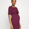 Sleeves Mini Dress- Jerseyjurk - Purple