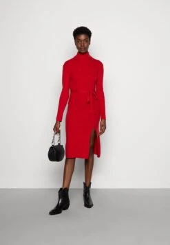 Anna Field Rollkragen Ripp Mini Strickkleid Mit Gürtel - Gebreide Jurk - Red -Anna Field 37e2535a7bb7492aa6a9cdd94483c348