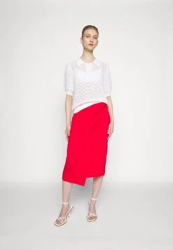 Anna Field Front Knot Midi Skirt - Kokerrok - Red -Anna Field 5700a7cc5020448db886e59540152e63