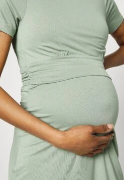 Short Sleeves Ruched Waist Mini Flared Dress - Jerseyjurk - Light Green -Anna Field 642d80165ad64bb3a32364f3cbfdbc90