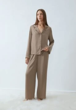 Anna Field HAMMERED SATIN SET - Pyjama - Light Brown