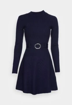 Anna Field Crew Ausschnitt Mini Strickkleid Mit Gürtel - Gebreide Jurk - Dark Blue -Anna Field 8531c6d8030846db913342406954022d