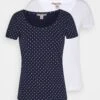 Anna Field 2Er Pack- T-Shirt Print - Navy/White