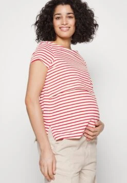 Maternity Long Tee- T-Shirt Basic - Red/Off-White -Anna Field a02c6fe05e4f4e41b16bb93defc4631d