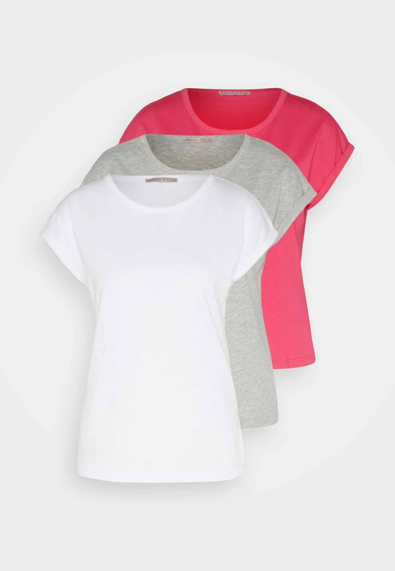 Anna Field 3 Pack - T-Shirt Basic - White/Mottled Light Grey 7 Anna Field 3 Pack - T-Shirt Basic - White/Mottled Light Grey - Afbeelding 7