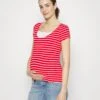 Maternity Double Layer Nursing- T-Shirt Print - Dark Red / Multicoloured