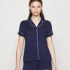 Anna Field Button Through Pj Set- Pyjama - Blue/White