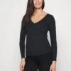 Maternity Ribbed Longsleeve Lace- Longsleeve - Black