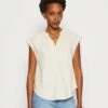Anna Field Linen-Mix Shirt - T-Shirt Print - Beige