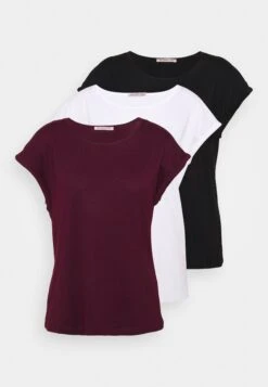 Anna Field 3 Pack - T-Shirt Basic - Black/White/Dark Red -Anna Field df63b55f596743809ebb7dbe439ab976