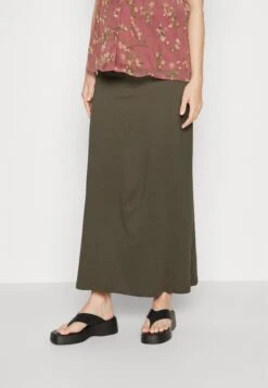 Maternity Maxi Skirt With Drawstring Waistband - Maxirok - 606 - Khaki